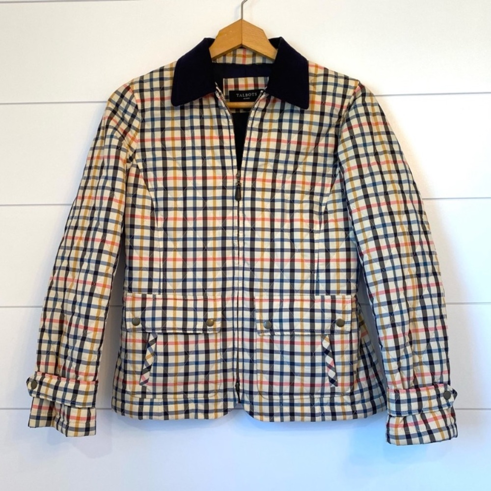 NWOT $159 TALBOTS plaid puffer (size small p)
